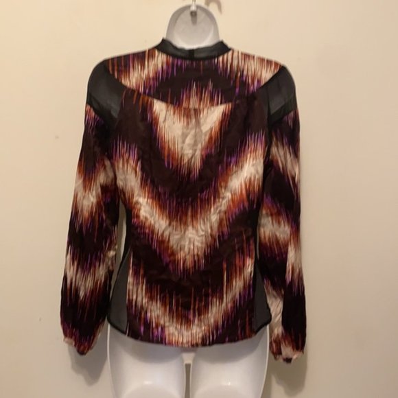 Line & Dot 100% Silk Blouse With Sheer Panels XS - Picture 6 of 14